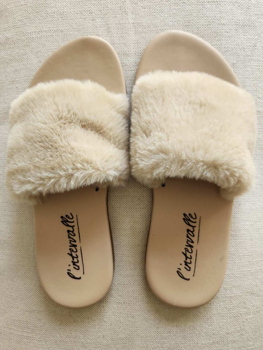 L’Intervalle Lillet Beige Faux Fur Slide Sandals – EU 41 (US 10)